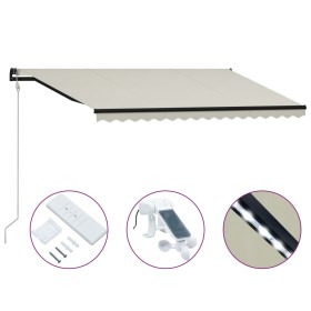 Retractable awning with wind sensor and LED cream color 400x300 cm by vidaXL, Awnings - Ref: Foro24-3055300, Price: 613,99 €,...