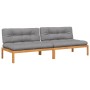 Central pallet garden sofas and 2 acacia wood cushions by , Outdoor sofas - Ref: Foro24-3209482, Price: 337,83 €, Discount: %