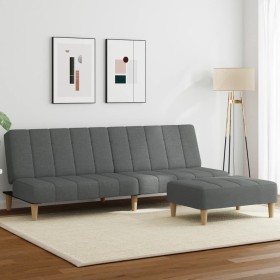 Sofá cama de 2 plazas con taburete tela gris oscuro de , Sofás - Ref: Foro24-3258086, Precio: 294,99 €, Descuento: %