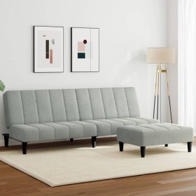 Sofá cama de 2 plazas con taburete terciopelo gris claro de , Sofás - Ref: Foro24-3258092, Precio: 295,99 €, Descuento: %