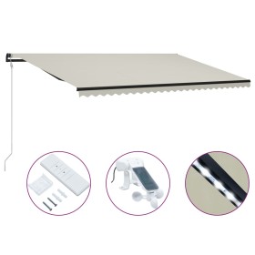 Toldo retráctil sensor de viento y LED color crema 600x300 cm de vidaXL, Toldos - Ref: Foro24-3055306, Precio: 601,18 €, Desc...