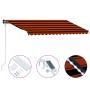 Toldo retráctil sensor de viento y LED naranja marrón 450x300cm de vidaXL, Toldos - Ref: Foro24-3055303, Precio: 651,11 €, De...