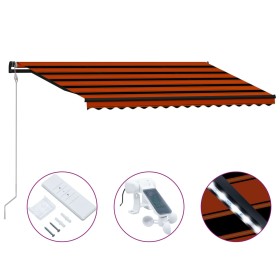 Retractable awning with wind sensor and orange-brown LED lights 450x300cm by vidaXL, Awnings - Ref: Foro24-3055303, Price: 65...