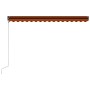 Toldo retráctil sensor de viento y LED naranja marrón 450x300cm de vidaXL, Toldos - Ref: Foro24-3055303, Precio: 651,11 €, De...