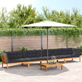 Set of garden pallet sofas and cushions 5 pieces acacia wood by , Outdoor sofas - Ref: Foro24-3209505, Price: 927,99 €, Disco...