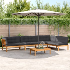 Set of garden pallet sofas and cushions 5 pieces acacia wood by , Outdoor sofas - Ref: Foro24-3209511, Price: 927,10 €, Disco...