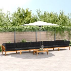 Set of garden pallet sofas and cushions, 6 pieces, acacia wood. by , Outdoor sofas - Ref: Foro24-3209532, Price: 1,00 €, Disc...