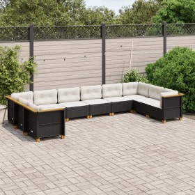 Gartensofa-Set, 10-teilig, mit schwarzen Kissen aus synthetischem Rattan. von , Gartensets - Ref: Foro24-3262019, Preis: 796,...