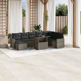 Garden furniture set 9 pieces and gray synthetic rattan cushions by , Garden sets - Ref: Foro24-3267470, Price: 627,66 €, Dis...