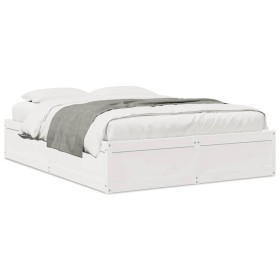 Solid white pine wood bed frame 150x200 cm by , Beds and slatted bases - Ref: Foro24-3282373, Price: 210,99 €, Discount: %