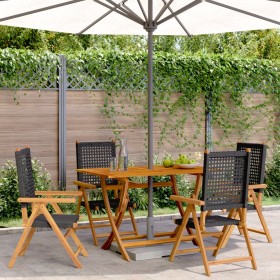 Reclining garden chairs 4 pcs PE rattan solid wood black by , Garden chairs - Ref: Foro24-3214520, Price: 294,99 €, Discount: %