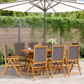 Reclining garden chairs 8 units solid wood fabric anthracite by , Garden chairs - Ref: Foro24-3214543, Price: 564,99 €, Disco...