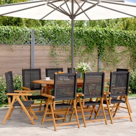 Reclining garden chairs 8 pcs PE rattan solid wood black by , Garden chairs - Ref: Foro24-3214522, Price: 585,99 €, Discount: %