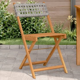 Bistro chairs 2 units solid acacia wood PE rattan gray by , Garden chairs - Ref: Foro24-367676, Price: 86,32 €, Discount: %