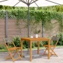 Bistro chairs 2 units solid acacia wood PE rattan gray by , Garden chairs - Ref: Foro24-367676, Price: 86,36 €, Discount: %