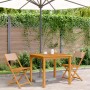 Bistro chairs 2 units solid acacia wood and taupe gray fabric by , Garden chairs - Ref: Foro24-367683, Price: 88,15 €, Discou...