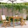 Garden chairs 2 units solid acacia wood and cream white fabric by , Garden chairs - Ref: Foro24-367669, Price: 124,99 €, Disc...