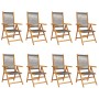 Reclining garden chairs 8 pcs solid acacia wood gray by , Garden chairs - Ref: Foro24-3214534, Price: 643,62 €, Discount: %