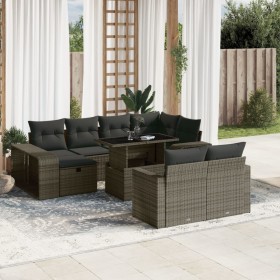 Gartensofa-Set, 11-teilig, mit grauen Kissen aus synthetischem Rattan. von , Gartensets - Ref: Foro24-3276506, Preis: 722,33 ...