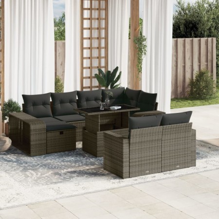 Gartensofa-Set, 11-teilig, mit grauen Kissen aus synthetischem Rattan. von , Gartensets - Ref: Foro24-3276506, Preis: 734,01 ...