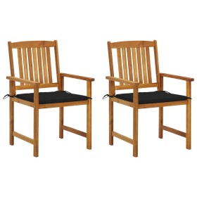 Garden chairs with cushions, 2 units, solid acacia wood. by , Garden chairs - Ref: Foro24-3061181, Price: 142,60 €, Discount: %