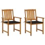 Garden chairs with cushions, 2 units, solid acacia wood. by , Garden chairs - Ref: Foro24-3061181, Price: 150,46 €, Discount: %