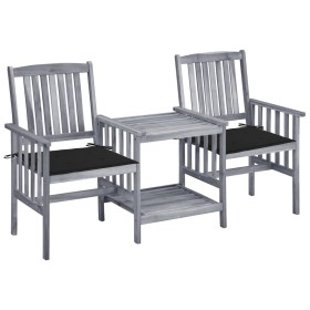 Garden chairs with a small table and solid acacia wood cushions. by , Garden sets - Ref: Foro24-3061309, Price: 158,79 €, Dis...