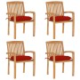 Stackable garden chairs, set of 4, made of teak wood with cushions. by , Garden chairs - Ref: Foro24-3073261, Price: 485,38 €...