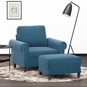 Sessel mit Hocker aus blauem Samt, 60 cm. von , Sofas - Ref: Foro24-3201214, Preis: 213,65 €, Rabatt: %