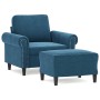 Sessel mit Hocker aus blauem Samt, 60 cm. von , Sofas - Ref: Foro24-3201214, Preis: 213,65 €, Rabatt: %