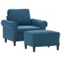 Sessel mit Hocker aus blauem Samt, 60 cm. von , Sofas - Ref: Foro24-3201214, Preis: 213,65 €, Rabatt: %