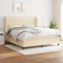 Boxspringbett mit cremefarbenem Stoffbezug und Matratze, 180x200 cm. von , Betten und Lattenroste - Ref: Foro24-3128146, Prei...