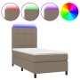 Boxspring-Bett, Matratze und LED-Lichter in grauem Taupe-Stoff, 90x190 cm. von , Betten und Lattenroste - Ref: Foro24-3134841...