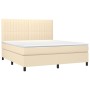 Cama box spring con colchón tela color crema 180x200 cm de , Camas y somieres - Ref: Foro24-3141958, Precio: 595,99 €, Descue...