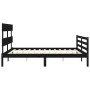 Double bed frame with black solid wood headboard by vidaXL, Beds and slatted bases - Ref: Foro24-3195100, Price: 147,97 €, Di...