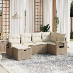 Garden sofa set with 6-piece synthetic rattan beige cushions by , Garden sets - Ref: Foro24-3263794, Price: 520,99 €, Discoun...