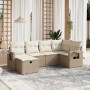 Garden sofa set with 6-piece synthetic rattan beige cushions by , Garden sets - Ref: Foro24-3263794, Price: 526,08 €, Discoun...