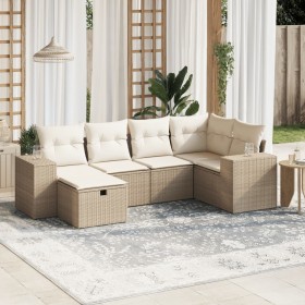 Garden sofa set with 6-piece synthetic rattan beige cushions by , Garden sets - Ref: Foro24-3264414, Price: 545,25 €, Discoun...