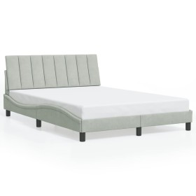 Estructura cama con luces LED terciopelo gris claro 140x190 cm de , Camas y somieres - Ref: Foro24-3213775, Precio: 218,99 €,...