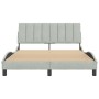 Bed frame with light gray velvet headboard 140x190cm by , Beds and slatted bases - Ref: Foro24-3207843, Price: 177,30 €, Disc...