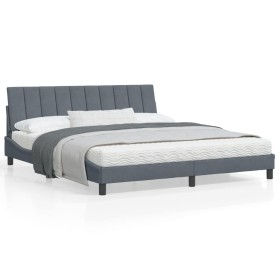 Bed frame with dark gray velvet headboard 180x200 cm by , Beds and slatted bases - Ref: Foro24-3207862, Price: 251,99 €, Disc...