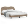 Bed frame with synthetic leather headboard in cappuccino color, 160x200cm. by , Beds and slatted bases - Ref: Foro24-3208107,...