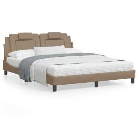 Estructura de cama cabecero cuero sintético capuchino 160x200cm de , Camas y somieres - Ref: Foro24-3208107, Precio: 218,99 €...