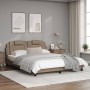 Bed frame with synthetic leather headboard in cappuccino color, 160x200cm. by , Beds and slatted bases - Ref: Foro24-3208107,...