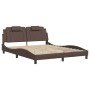 Bed frame with brown synthetic leather headboard 160x200 cm by , Beds and slatted bases - Ref: Foro24-3208105, Price: 216,88 ...