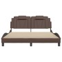 Bed frame with brown synthetic leather headboard 160x200 cm by , Beds and slatted bases - Ref: Foro24-3208105, Price: 216,88 ...