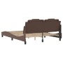 Bed frame with brown synthetic leather headboard 160x200 cm by , Beds and slatted bases - Ref: Foro24-3208105, Price: 216,88 ...