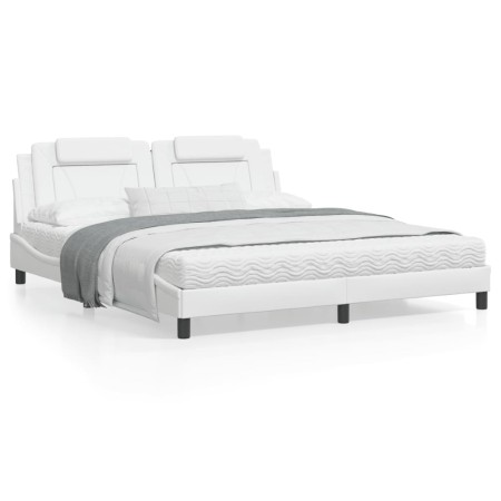 Estructura de cama cabecero cuero sintético blanco 180x200 cm de , Camas y somieres - Ref: Foro24-3208111, Precio: 222,80 €, ...