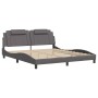 Estructura de cama con cabecero cuero sintético gris 180x200cm de , Camas y somieres - Ref: Foro24-3208113, Precio: 242,77 €,...