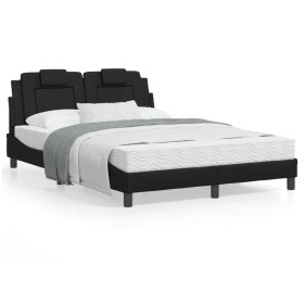 Bed frame with black synthetic leather headboard 140x200cm by , Beds and slatted bases - Ref: Foro24-3208096, Price: 177,05 €...